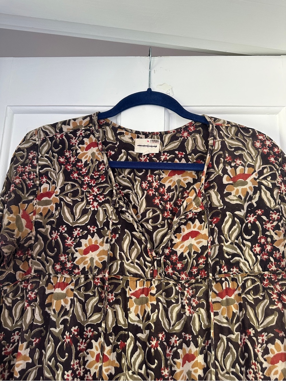 Anthropologie Maelu Designs Willow Midi Long Sleeve Floral Peasant Dress Size M - Picture 6 of 9